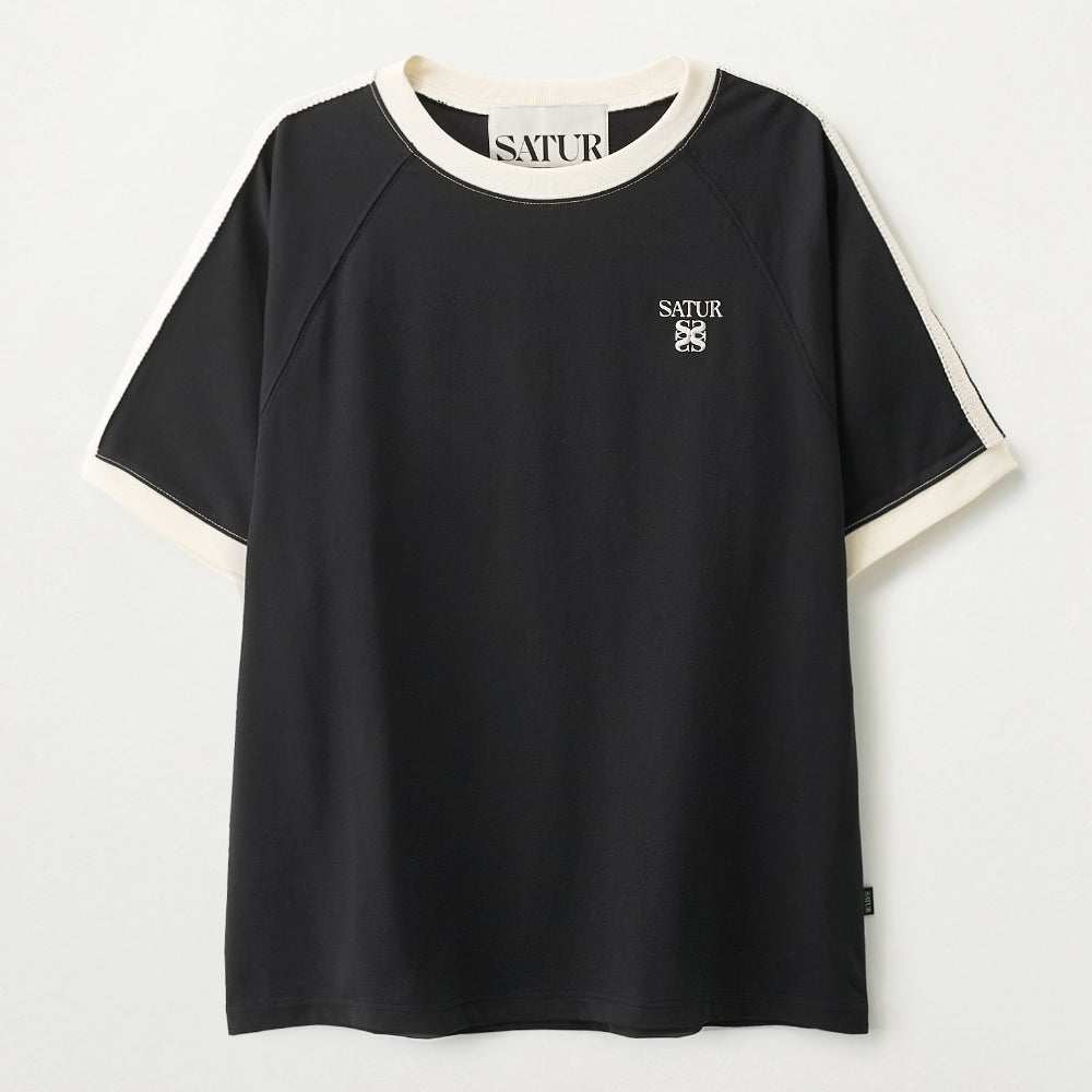 SATUR Lawton Ringer Short Sleeve T-Shirt Black