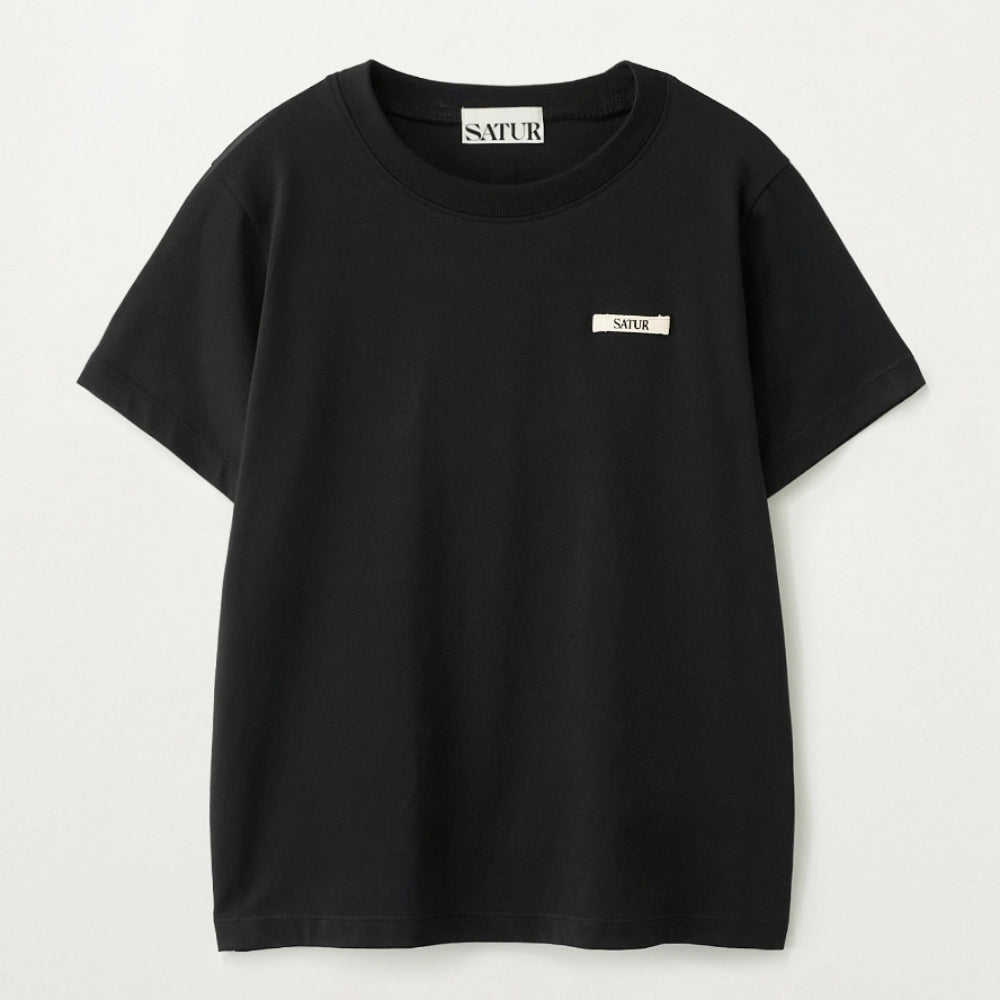 SATUR (W) Supima Basic Crew Neck Short Sleeve T-Shirt Black