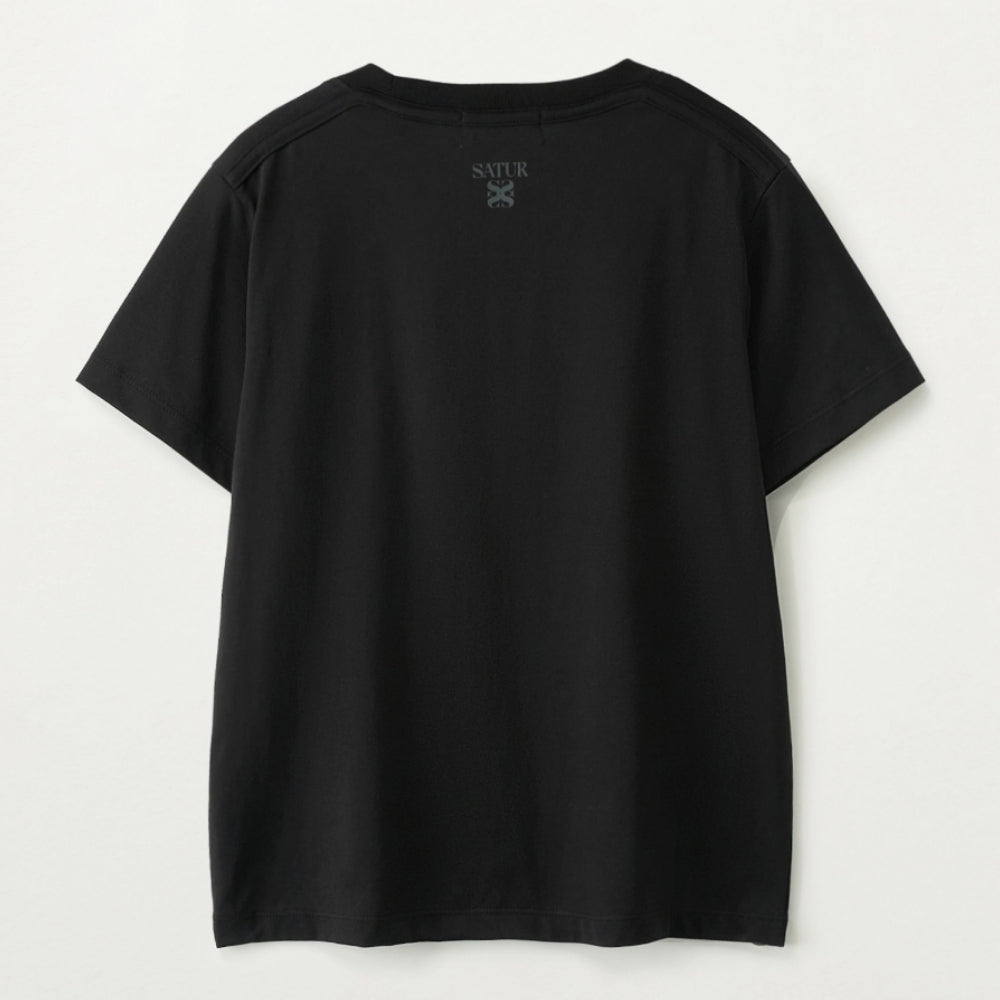 SATUR (W) Supima Basic Crew Neck Short Sleeve T-Shirt Black