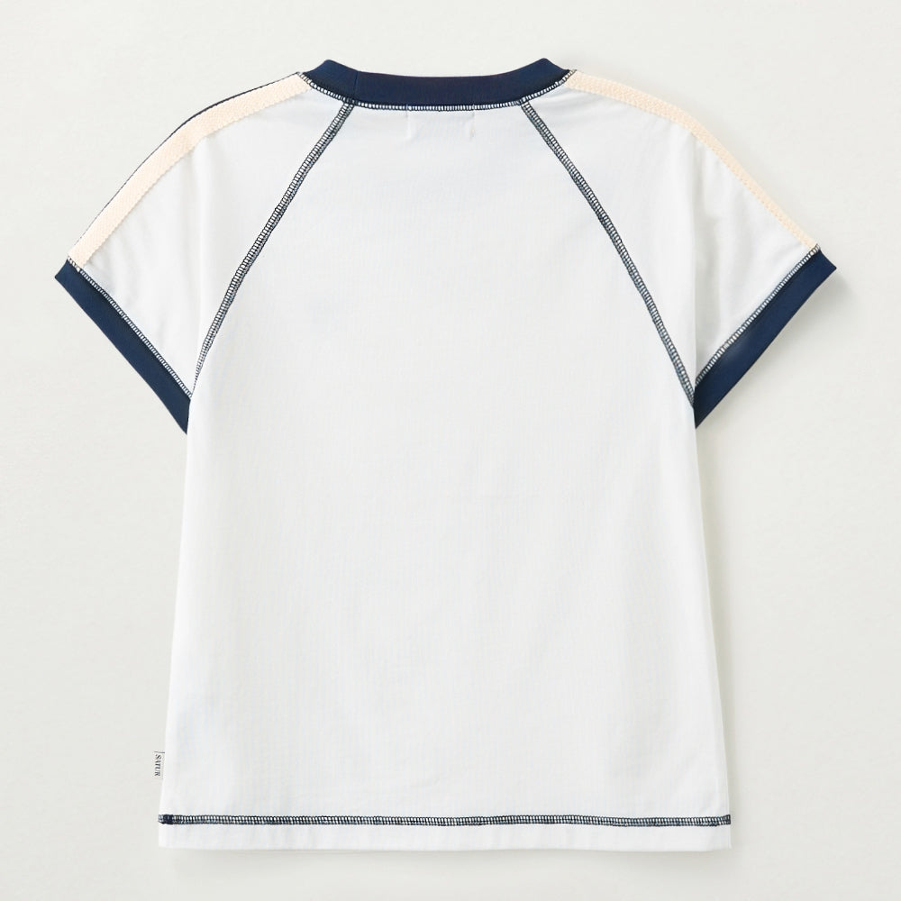 SATUR (W) Lawton Stitch Ringer Short Sleeve T-Shirt White