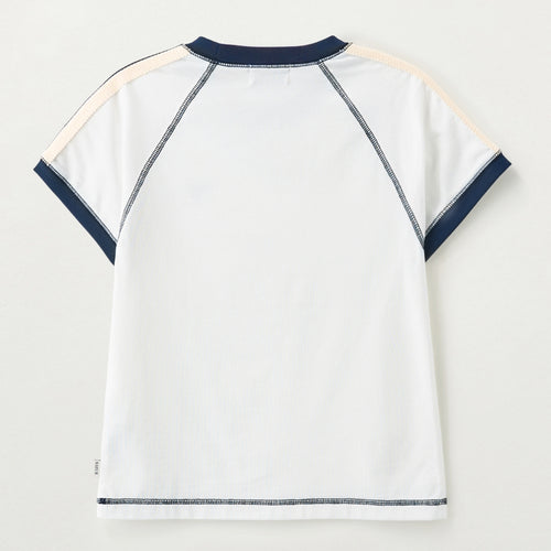 SATUR (W) Lawton Stitch Ringer Short Sleeve T-Shirt White