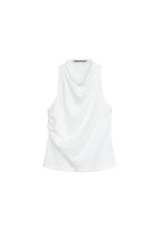 SUNBURNPROJECT PIN TUCK HALTER NECK SLEEVELESS TOP, WHITE