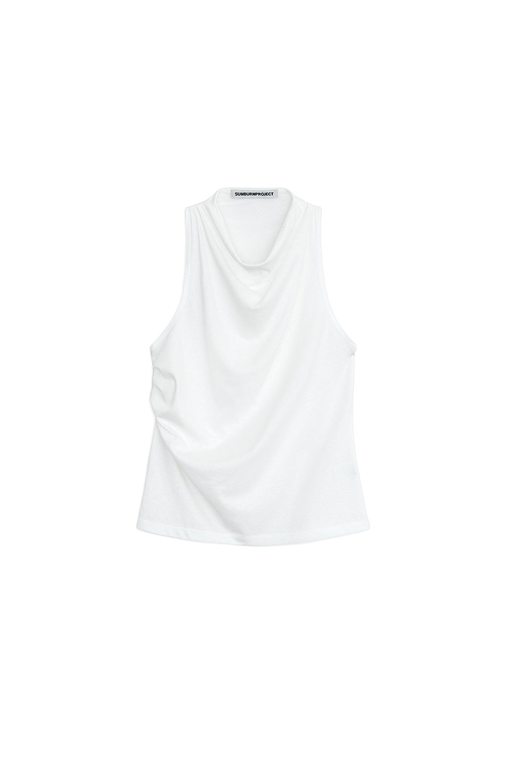 SUNBURNPROJECT PIN TUCK HALTER NECK SLEEVELESS TOP, WHITE