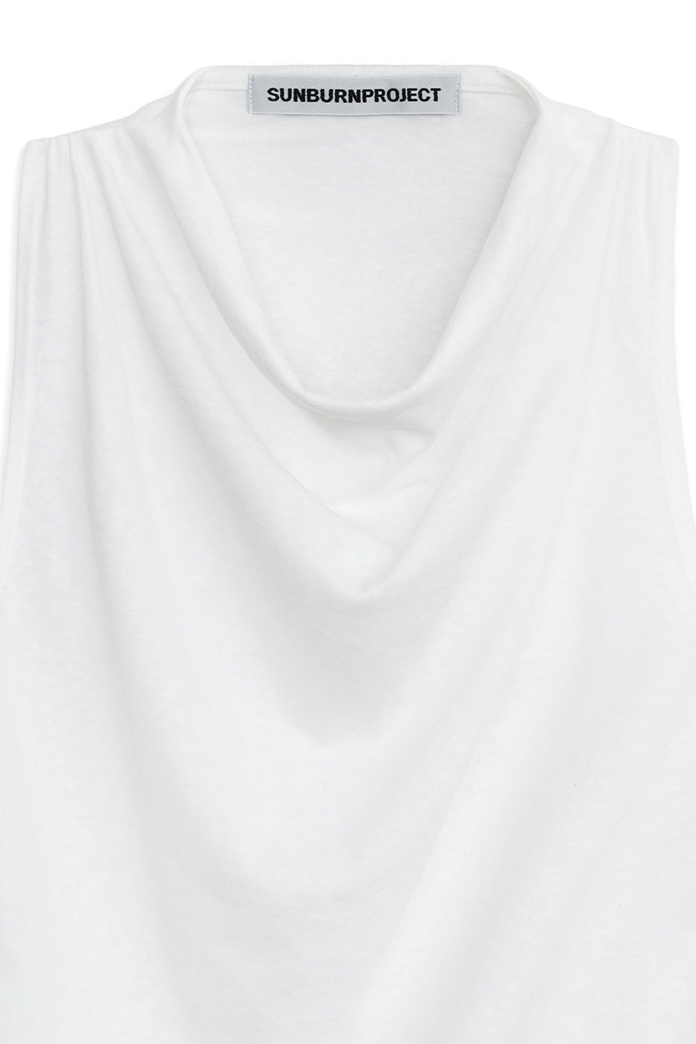 SUNBURNPROJECT PIN TUCK HALTER NECK SLEEVELESS TOP, WHITE