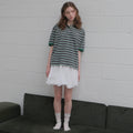 KNOWN BETTER [1st] Multi stripe collar T-shirt [KNSS07TS02]_Green