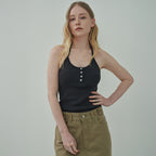 MOTT Halter Button Sleeveless - Charcoal