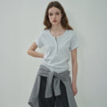 MOTT [2nd] Henley Neck Half T-Shirt-Melange