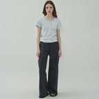 MOTT [2nd] Henley Neck Half T-Shirt-Melange