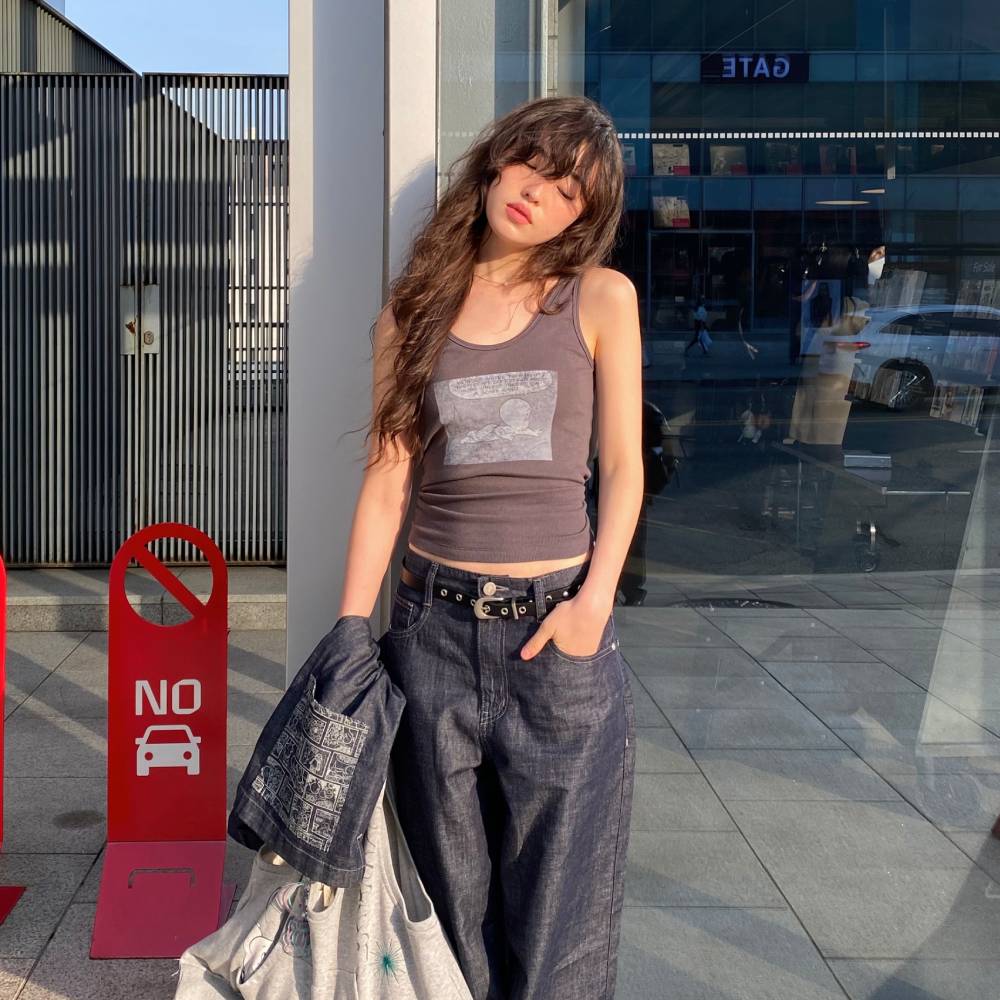 LUCKY CHOUETTE [CASPER X CHOUETTIES] Casper Graphic Sleeveless T-Shirt (dark grey) LATAX26960GYD
