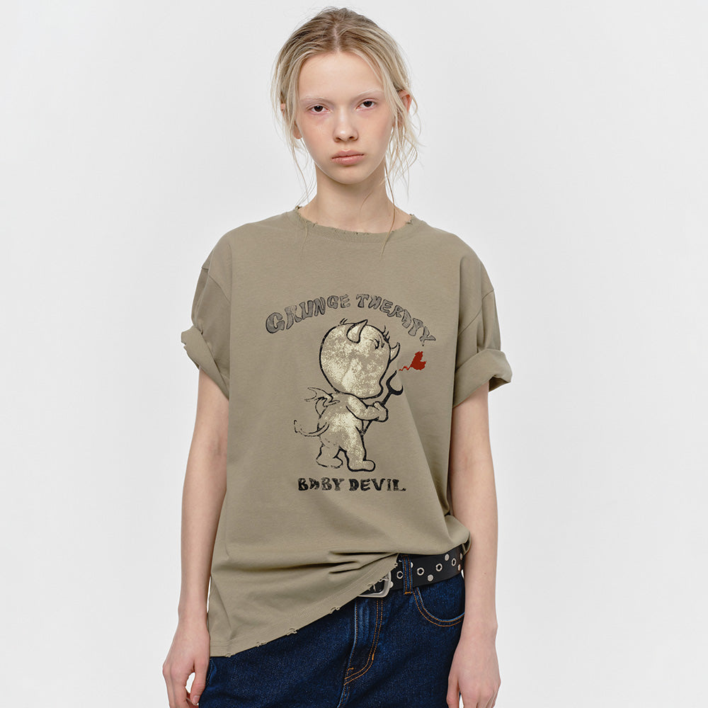 SUNBURNPROJECT BABY DEVIL T-SHIRT, KHAKI