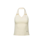 LEATHERY Waffle collar halter top [CREAM]