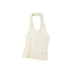 LEATHERY Waffle collar halter top [CREAM]