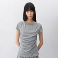 INSILENCE WOMEN [3rd reorder] Draping boat neck t-shirt MELANGE GRAY