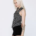 FANCY CLUB POCKET CHECK HALTERNECK TOP (BLACK) F26QB137