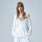 DEINET RAW V LONG SLEEVE IN WHITE