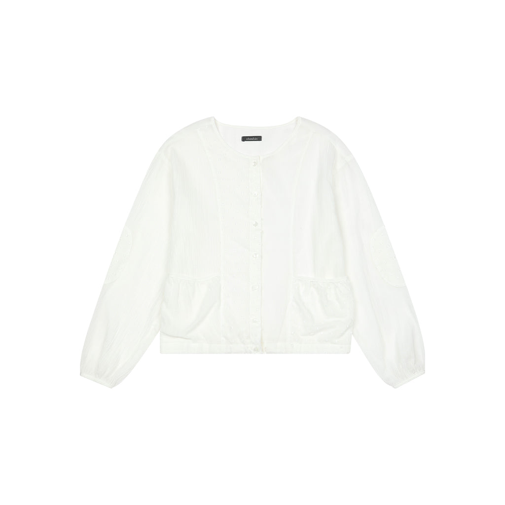 OHESHIO DOT PATCHWORK BLOUSE, WHITE