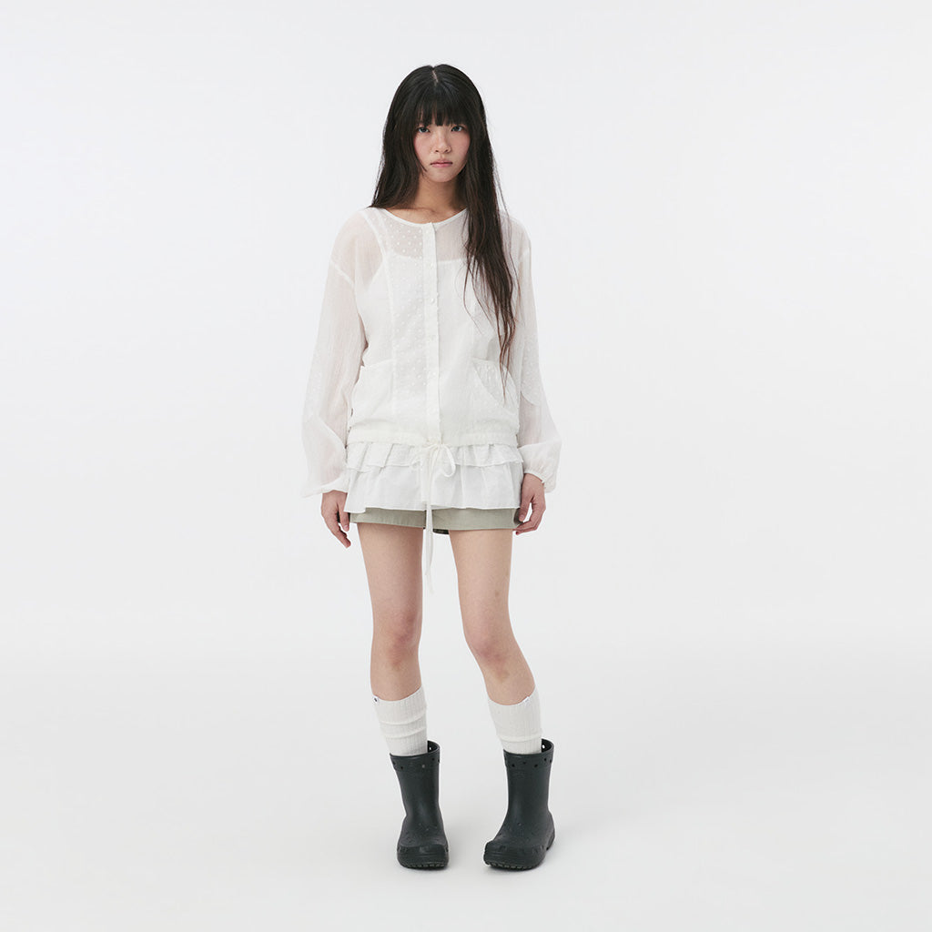 OHESHIO DOT PATCHWORK BLOUSE, WHITE