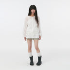 OHESHIO DOT PATCHWORK BLOUSE, WHITE
