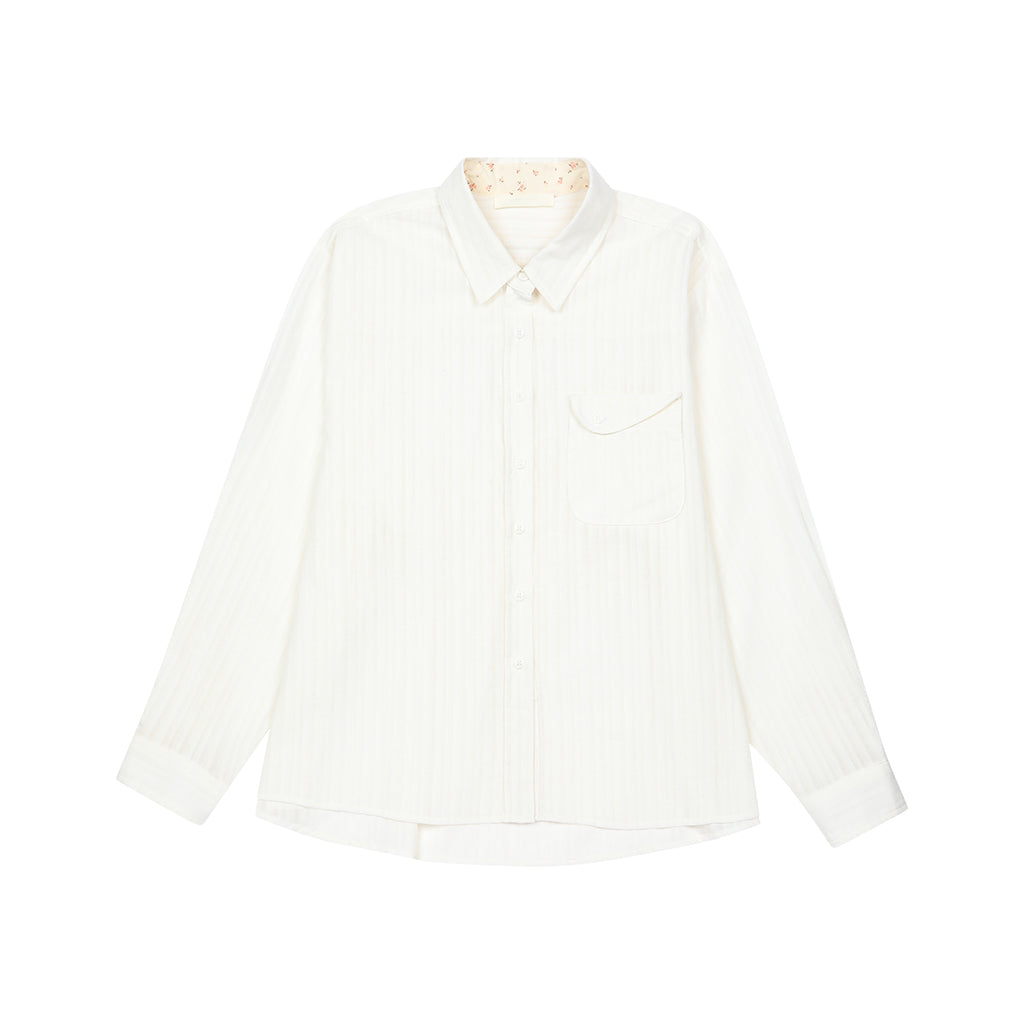 OHESHIO SHEER OVERFIT COTTON SHIRT, WHITE