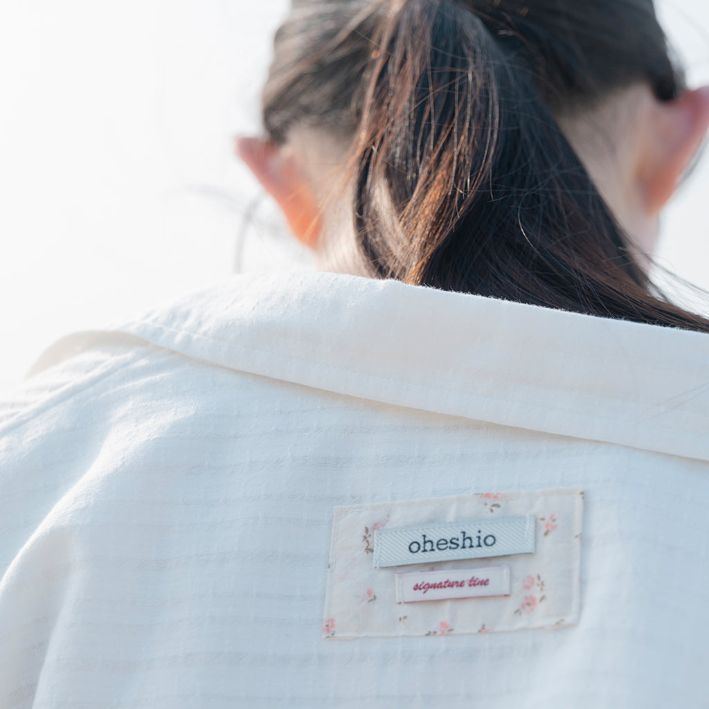 OHESHIO SHEER OVERFIT COTTON SHIRT, WHITE