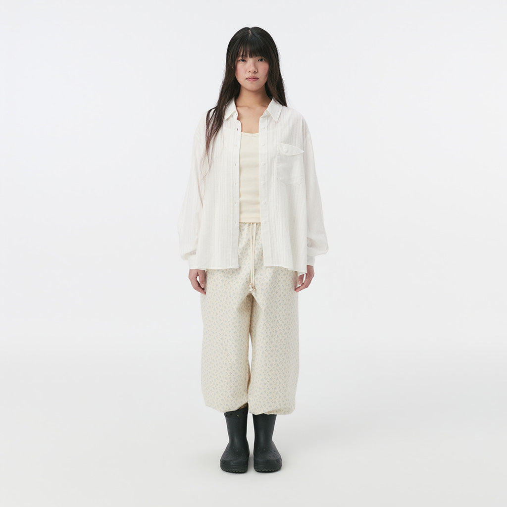 OHESHIO SHEER OVERFIT COTTON SHIRT, WHITE