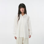 OHESHIO SHEER OVERFIT COTTON SHIRT, WHITE