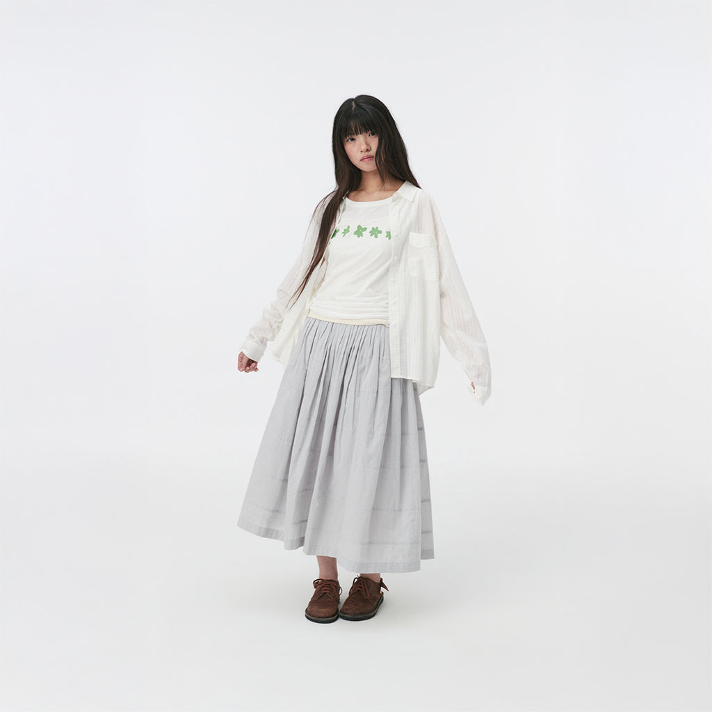 OHESHIO SHEER OVERFIT COTTON SHIRT, WHITE