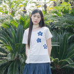 OHESHIO VINTAGE FLOWER SCOOP NECK T-SHIRT, WHITE