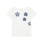 OHESHIO VINTAGE FLOWER SCOOP NECK T-SHIRT, WHITE