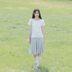 OHESHIO FRILL JERSEY T-SHIRT, IVORY