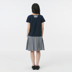 OHESHIO FRILL JERSEY T-SHIRT, NAVY