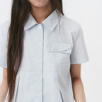 OHESHIO A-LINE PLEATED POCKET SHIRT, BLUE