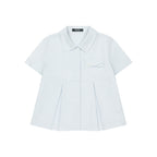 OHESHIO A-LINE PLEATED POCKET SHIRT, BLUE