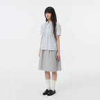 OHESHIO ROUND COLLAR FRILL BLOUSE, STRIPE