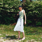 KIJUN Stripe Scarf Top Olive Green