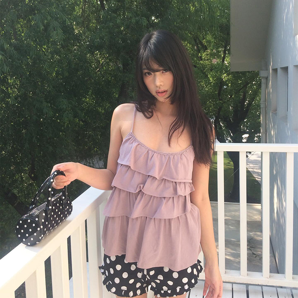 EXPIRED GIRL [10th] Unbalanced Frill Cami Ash Lilac