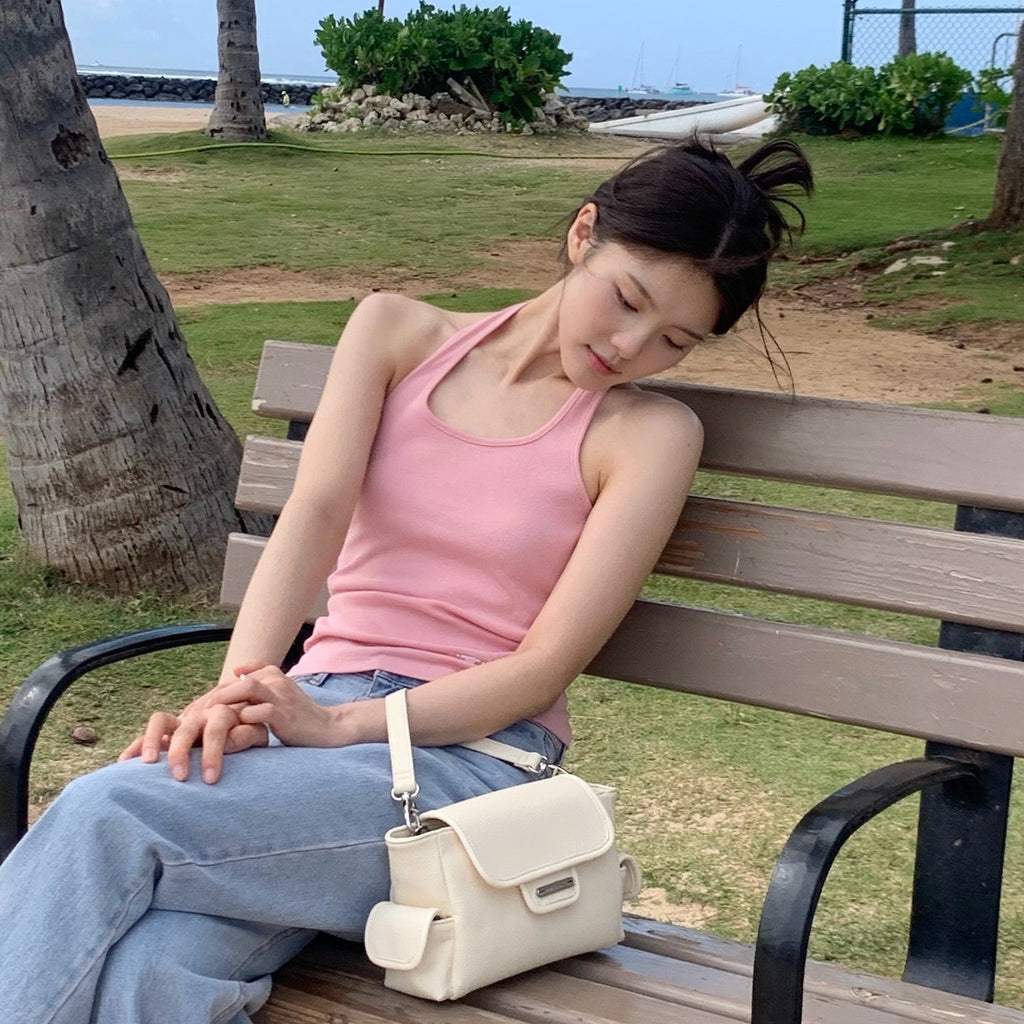 SOMEWHEREBUTTER [3rd] Shirring Halter Sleeveless - Light Pink