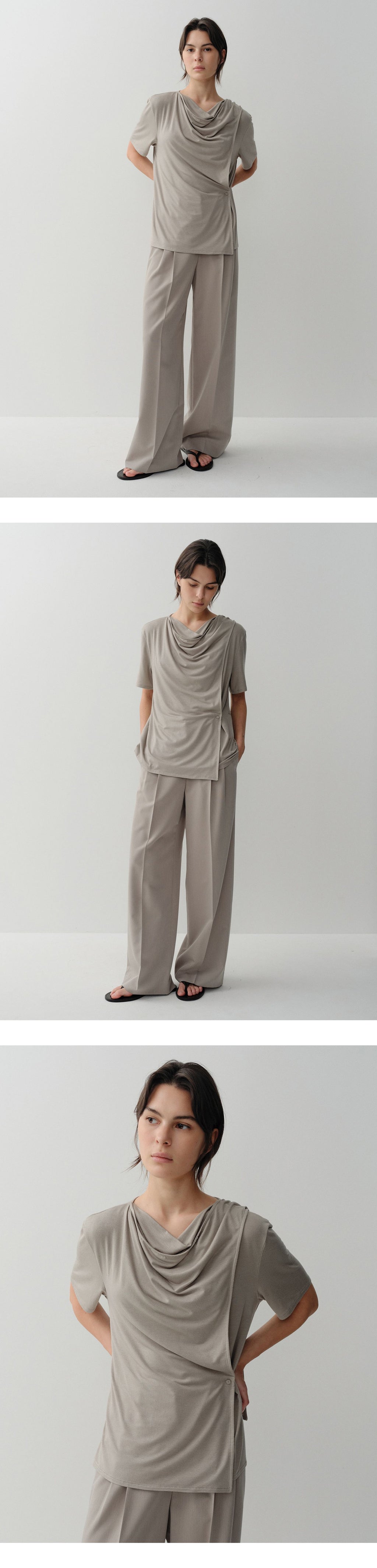 EAAH DRAPE WRAP BLOUSE (TAUPE)