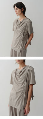 EAAH DRAPE WRAP BLOUSE (TAUPE)