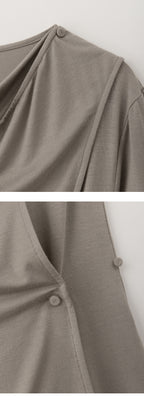 EAAH DRAPE WRAP BLOUSE (TAUPE)