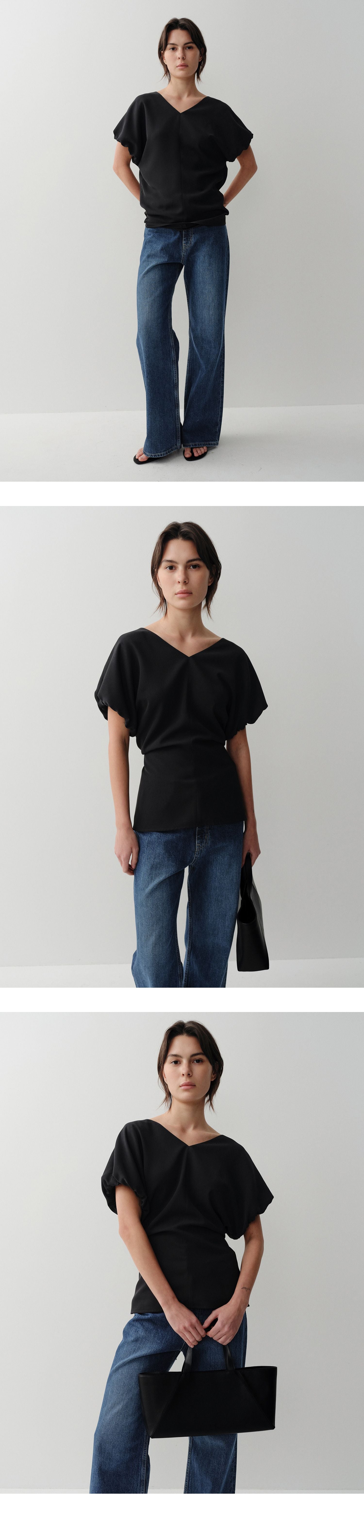 EAAH REIN V NECK BLOUSE (BLACK)