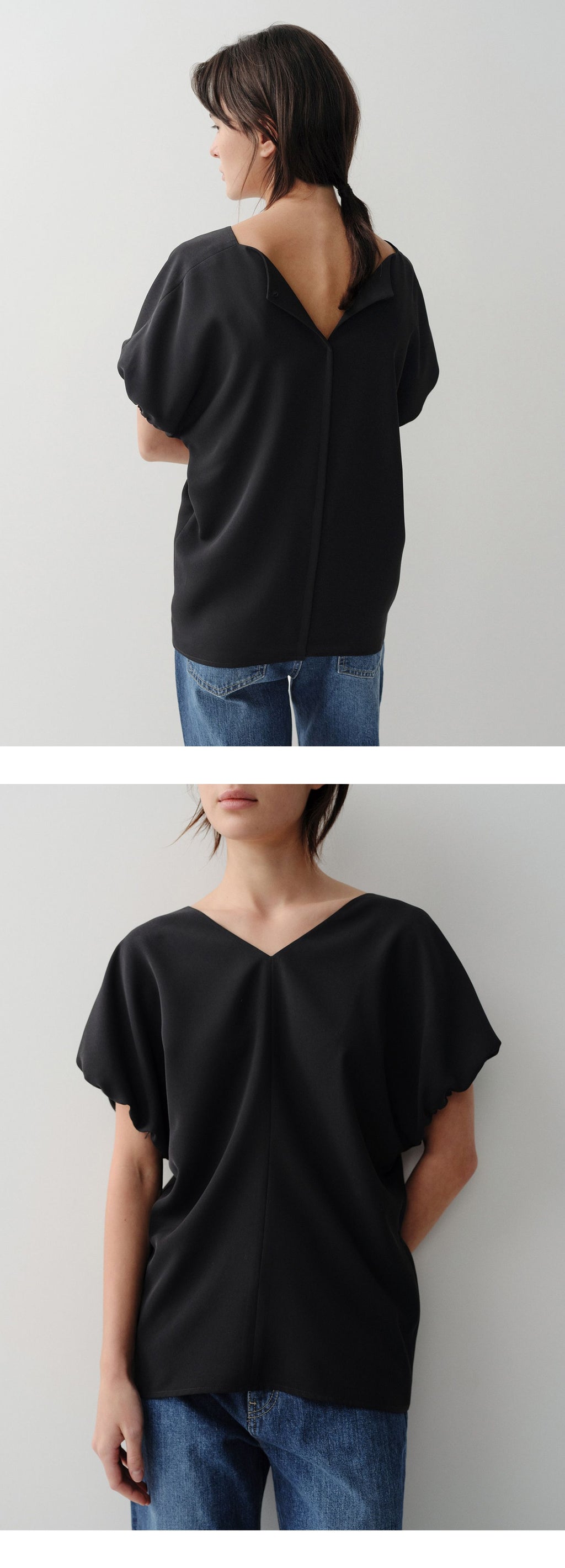 EAAH REIN V NECK BLOUSE (BLACK)