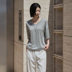 Siyazu [Sobin PICK] SITP5287 U-Neck Relaxed Short Sleeve T-Shirt_Melange gray