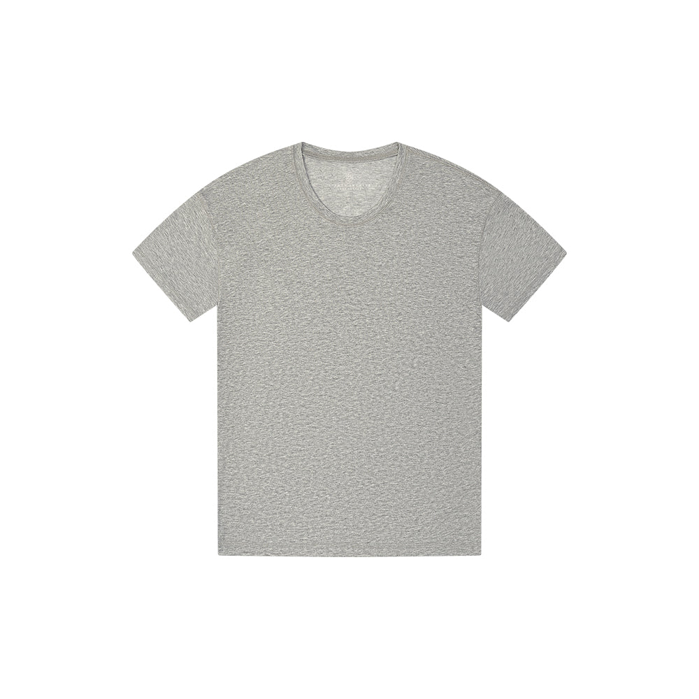 Siyazu [Sobin PICK] SITP5287 U-Neck Relaxed Short Sleeve T-Shirt_Melange gray