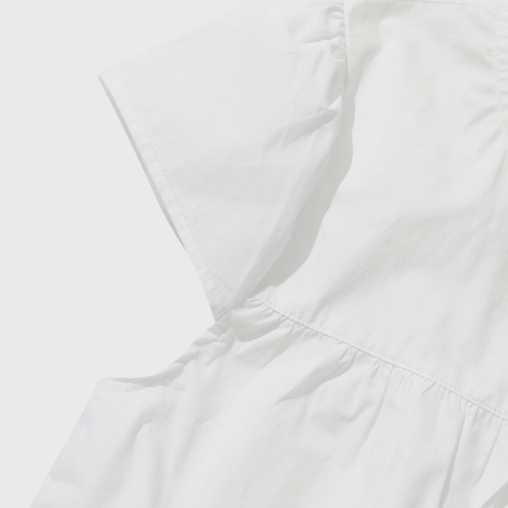 KIIMUIR (Women) Button cap sleeve short sleeve blouse_White