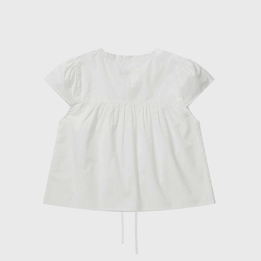 KIIMUIR (Women) Button cap sleeve short sleeve blouse_White