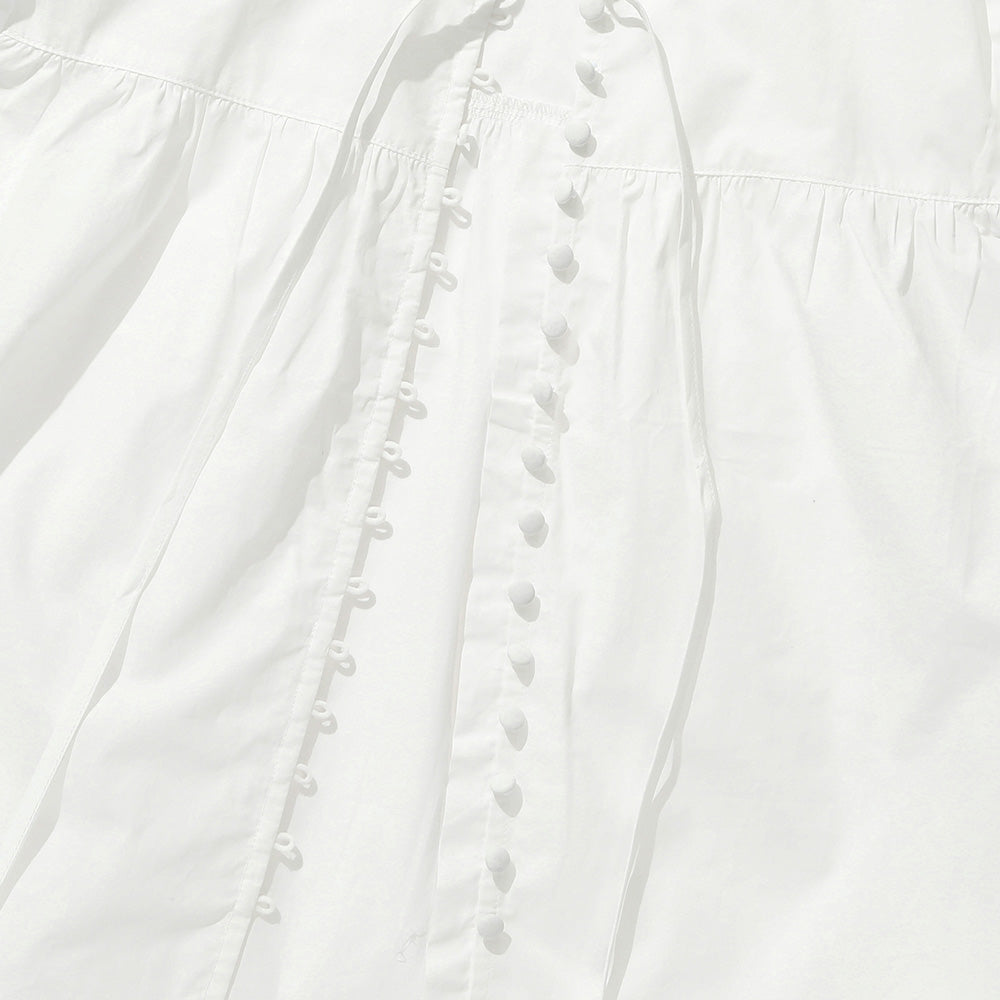 KIIMUIR (Women) Button cap sleeve short sleeve blouse_White