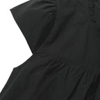 KIIMUIR (Women) Button cap sleeve short sleeve blouse_Black