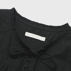 KIIMUIR (Women) Button cap sleeve short sleeve blouse_Black
