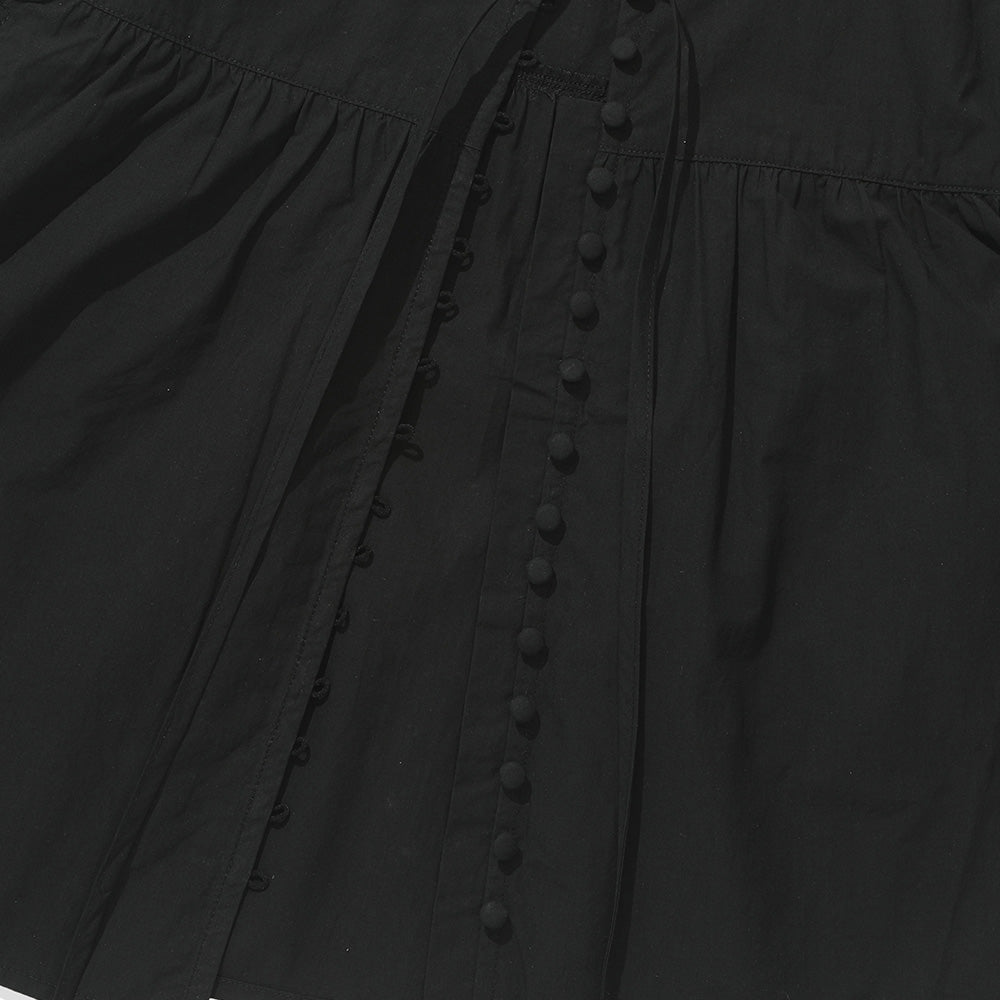 KIIMUIR (Women) Button cap sleeve short sleeve blouse_Black